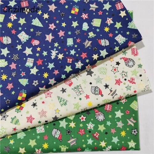Chzimade 100% Cotton Christmas Star Printed Sewing Fabric 50x160cm For Patchwork Needlework DIY Handmade Accessories