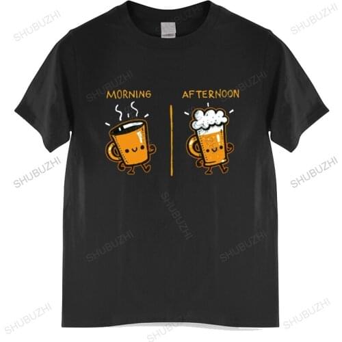 All Day Long T Shirt Morning Coffee Afternoon Beer Daily Life Funny Cute Creat Design 100% Cotton Novelty T-Shirt