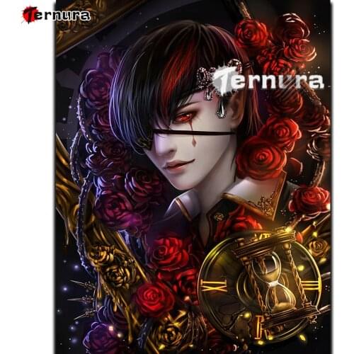 Anime Fantasy rose boy Square Round Drill Mosaic Diamond Painting Cross Stitch DIY art Hourglass 5D Full Drill Embroidery decor