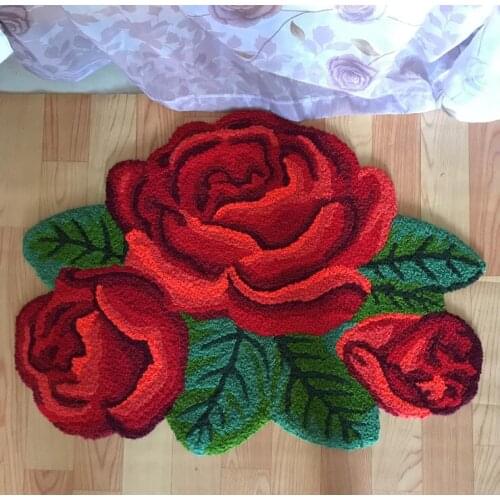 Red Rose Carpet for Livingroom/Bedroom/Bathroom/Wedding Rugs Soft Shaggy Plush Washable Absorbent Microfibers Area Rug Bath Mat