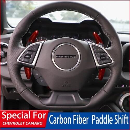 1 Pair Red Shift Paddle For 6th Gen Chevrolet Camaro C7 2016 2017 2018 2019 real Carbon Fiber Paddle Shifters Steering Wheel