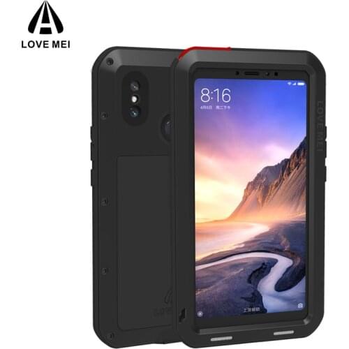 LOVEMEI Dirt-resistant Anti-knock Metal Aluminum Cases Cover with Gorilla Glass for XiaoMi Mi Max 3 Heavy Duty Protection Cases