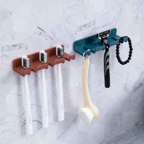 Multifunctional Punch-Free Hook Wall-Mounted Toothbrush Holder Bathroom Toilet Hook Bedroom Household Plug Storage Rack