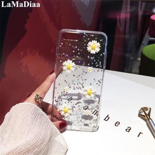 Fashion 3D Flower Glitter Clear Case For iPhone 6S 8 7 Plus Epoxy Star Transparent Case For iPhone X XR 11 Pro XS MAX Soft Cover