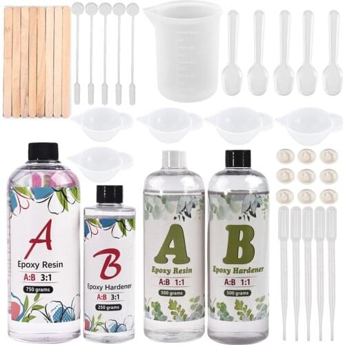 3:1/1:1 AB Epoxy Resin Glue Silicone Measuring Cup Crystal Epoxy Resin Glue Set for Handicrafts Resin Crafts Tools Kit