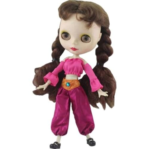 Blythy Doll Clothes Pink Puff Sleeve Crop Top Bloomers Pants Trousers For Blythe Clothes Outfits for Azone 1/6 BJD Accessory Toy