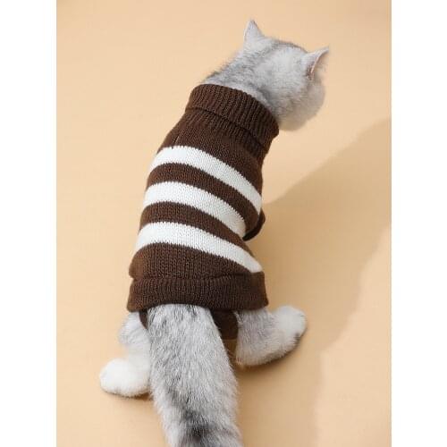 Dog Clothing Small Medium-Sized Cats And Dogs Knitted Sweater Fashion Printing Breathable Autumn Winter Plus Velvet Pet Clothes