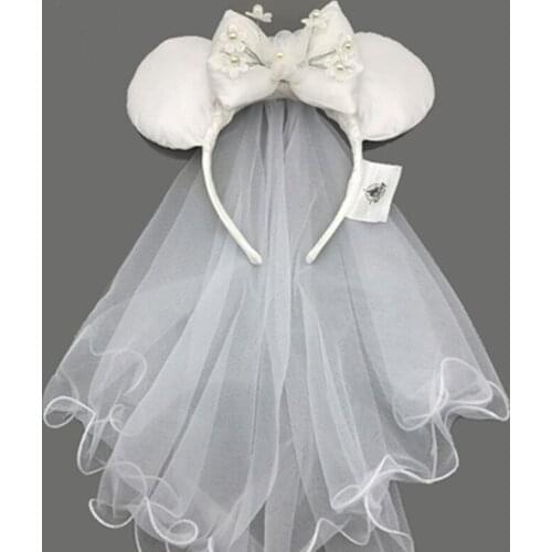 Mickey Minnie Hairband Play Game Women Party Headdress Ears Sequin Hair-Bands Princess Head Hoop Plush Toy Kid Gift