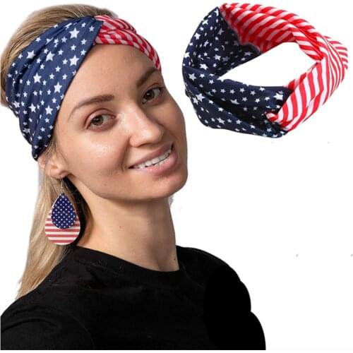 American Flag Hairbands for Women Star Striped Turban Headbands Head Band USA Holiday Girls Hair Accessories 4th of July