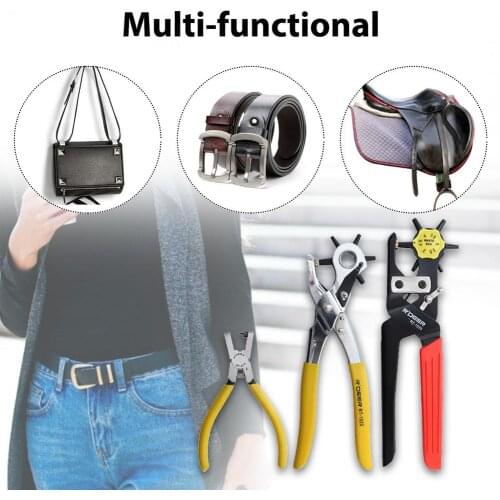 Leather Belt Hole Punch Plier Eyelet Puncher Revolve Sewing Machine Bag Setter Tool Watchband Strap Household Leathercraft