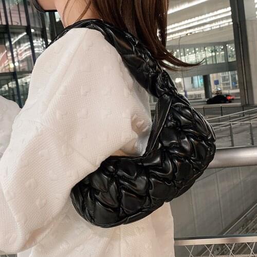 Simple Solid Color PU Leather Underarm Crossbody Bag for Women 2021 Brand Shoulder Handbags and Purses Female Travel Designer