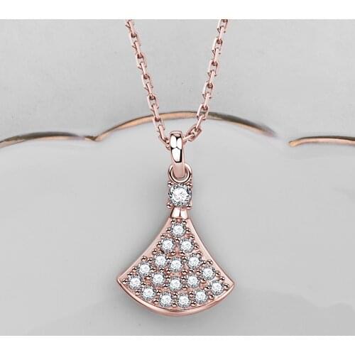 Luxury Diamond Pendant necklace for Women Real 925 Sterling Silver Link Chain Rose Gold Fine Jewelry Engagement Romantic Gift