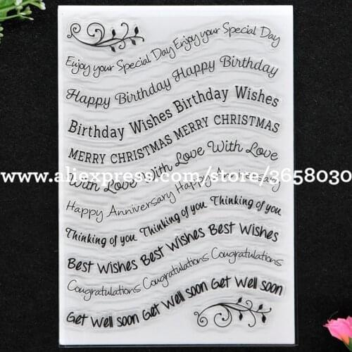 MERRY CHRISTMAS Happy Birthday Anniversary Scrapbook DIY photo cards rubber stamp clear stamp transparent stamp 11x16cm 8101631