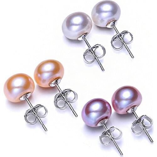 Hot Sale S925 Sterling Silver Earring Natural Pearl Earrings 6mm 7mm 8mm 9mm Classic Fashion Charm Women Silver Jewelry Gift
