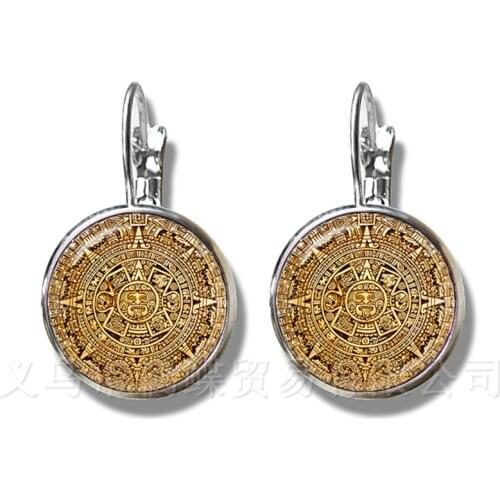 Peace Symbol Sun God Time Gem Earrings European And American Fashion Accessories Hope For World Peace Glass Dome Stud Earrings