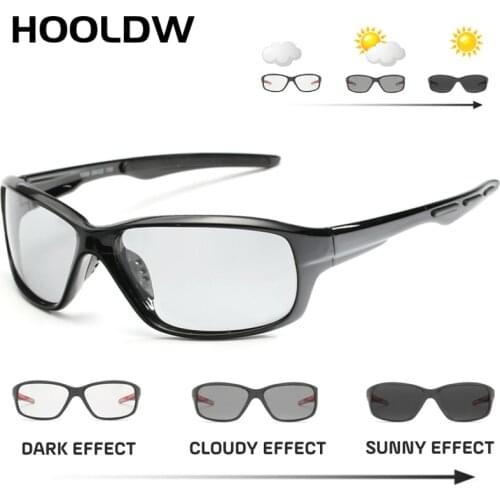 HOOLDW New Photochromic Sunglasses Men Driving Polarized Sun Glasses Women Outdoor Sport Goggle Chameleon Change Color Eyewear