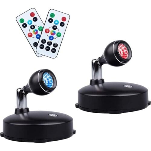 LED Spot Light,Battery Operated Led Light with Remote,RGB Wireless Spotlight Dimmable Accent Lights for Lighting(2 Pack)