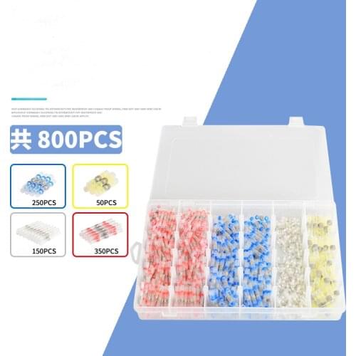 800pcs Heat Shrinkable Solder Ring Terminal Waterproof Heat Shrinkable Middle Connecting Pipe Heat Shrinkable Terminal