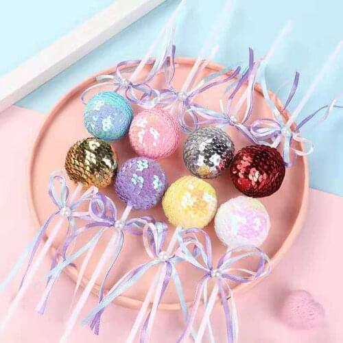 1pcNew birthday cake decoration ornaments anniversary 4cm sequin ball bow cake insert lollipop plug-in