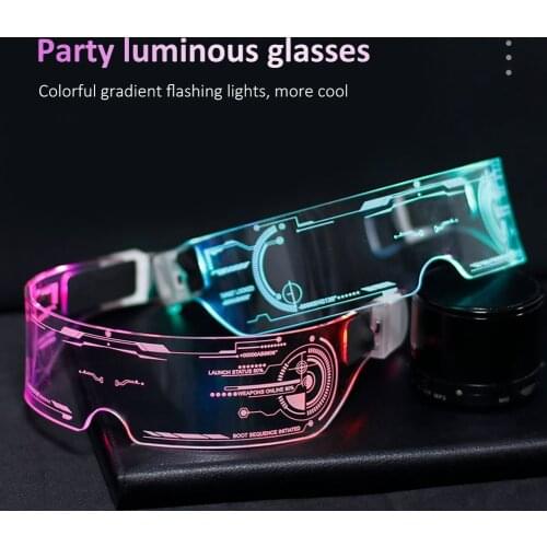Colorful Change EL Wire Luminous Glasses LED Light Up Visor Eyeglasses for Costume Neon DJ New Year Christmas Party