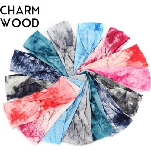 8cm Womens Tie Dye Headband Summer Cotton Soft Elastic Stretch Turban Cross Knot Headband For Girls Flat Hair Bands Accessories