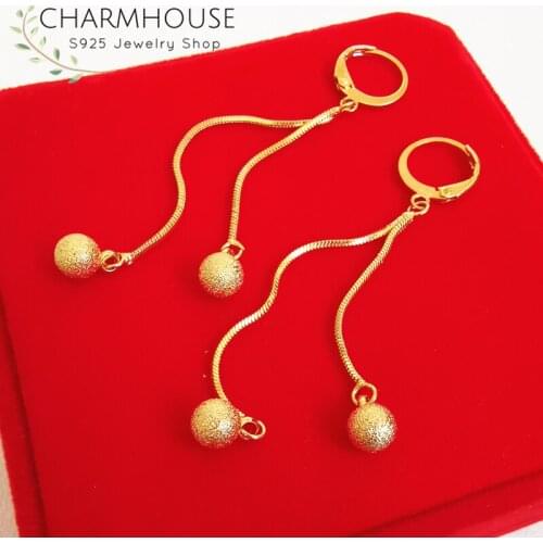 24K Gold Filled Earrings For Women Beads Long Tassel Earing African Gold Pendiente Mujer Brincos Femme Statement Jewelry Bijoux