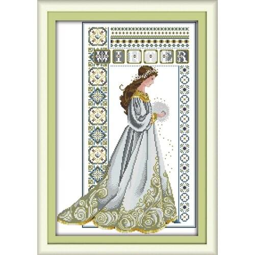 Winter angel cross stitch canvas kits noel bride beauty women x stitches fabric set 14ct 11ct embroidery DIY handmade needlework