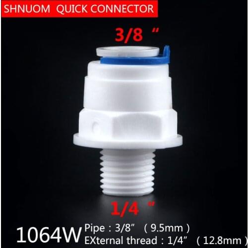 1/4" External thread to 3/8" Tube direct connection straight Quick Connect 1064 RO Water external diameter 12.5MM Tube Fitting