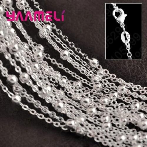 10PCS 16-30" Silver Necklace Jewelry Chains 925 Sterling Silver Ball Chain For Pendant Collocation With Fast Shipping