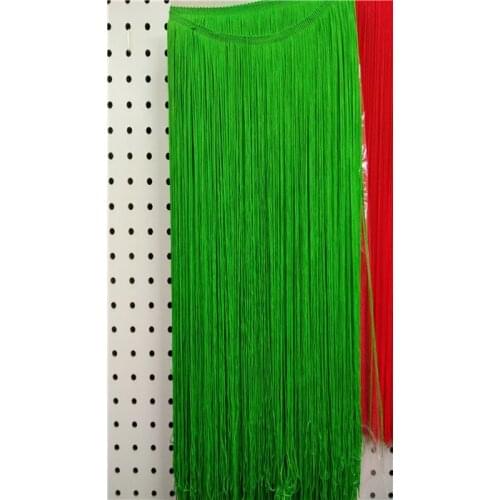 100CM Long Polyester Lace Tassel Fringe Lace Trim Ribbon Sew Latin Dress Stage Garment Curtain DIY Accessories green