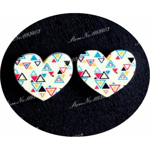 16mm Heart Shape Image Painted Wooded Laser Cut Cabochon to make Rings, Earrings, Bobby pin, pendant