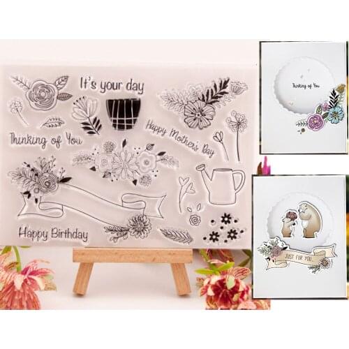 2021 New Flower Wreath Banner Clear Stamp Transparent Silicone Stamp Stencil Scrapbooking DIY Album Paper Card Embossing Craft