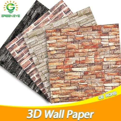 3D Wall Stickers 70*77cm 3D Brick stone pattern Self-Adhesive Wall paper Waterproof DIY 3D Brick Stone Wall Papers for Kids Room