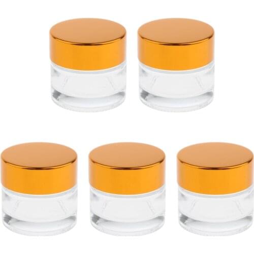 5 Pieces Aluminum Cap Glass Cream Empty Lip Balm Nail Arts Container Jars 5g 10g 20g 30g 50g