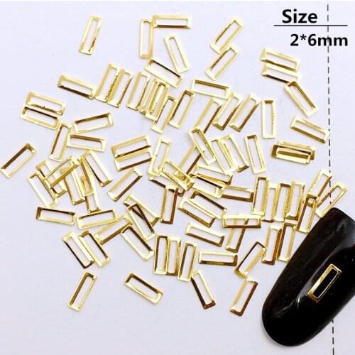 500Pcs/Lot Gold Silver Hollow Rectangl Rivets Studs Metal Alloy Nail Art Decorations Nail Sticker/Charms for Manicure Nail Tools