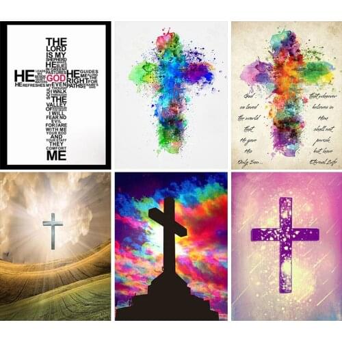 5D DIY Diamond Painting Religious Rhinestone Picture Jesus Christian Cross Home Decor Gift Mosaic Diamond Embroidery Art Kit