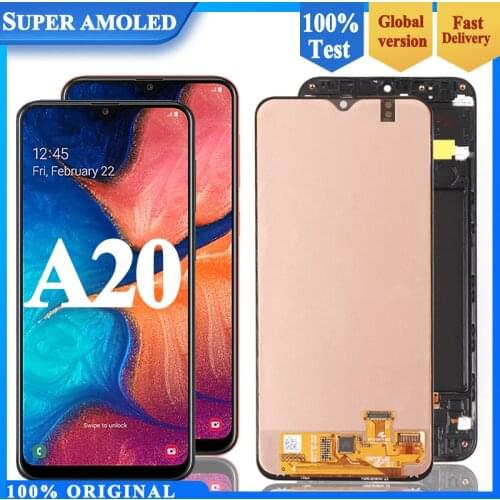 6.4" Original AMOLED For Samsung Galaxy A20 A205 SM-A205F LCD Display Screen replacement for Samsung A20 A205 A205F display lcd