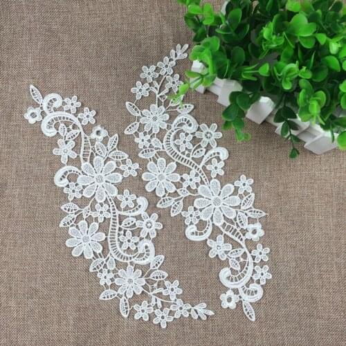 White Floral Venise Lace Applique Embroidered Guipure Sewing Lace Motif Trims