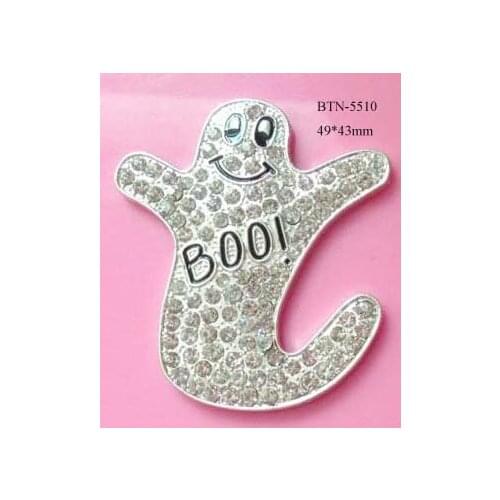 Free shipping 50PCS 49*43mm ghost rhinestone button(BTN-5510)