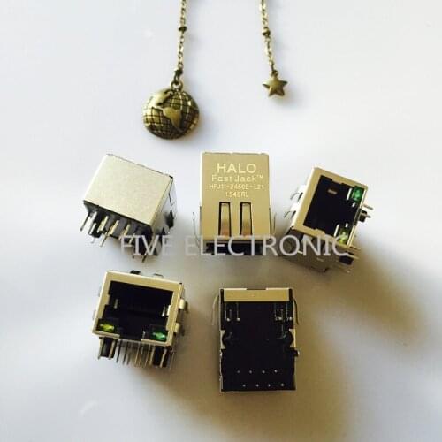 Free shipping! HFJ11-2450E-L21RL Modular Connectors / Ethernet Connectors 10/100 EXT TEMP FJ RA TAB DOWN