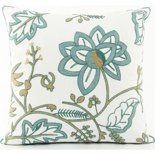 Korean Pastoral Style Embroidery Cushion Cover Embroidered Plants Flowers Floral Cushions Covers Sofa Decorative Pillow Case