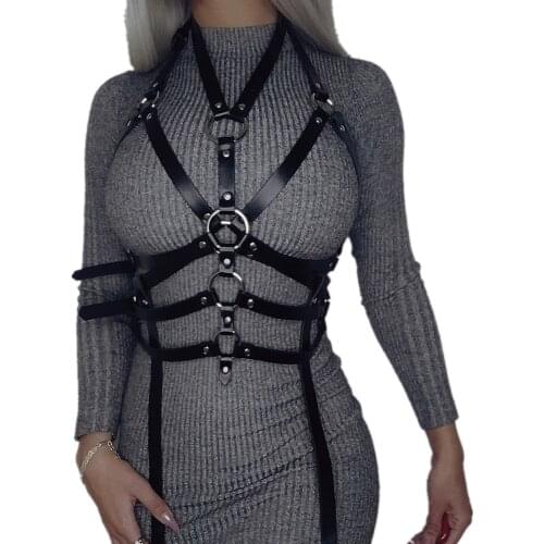 CKMORLS Sexy Body Chest Harness Women Adult Sex Products Leather Garter BeltsGothic Bra Cage Lingerie Costumes Suspender Erotic