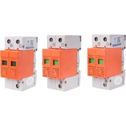 DC 1000V 500V 20KA~40KA 2 P 2 pole SPD House Surge Protector Protective Low-voltage Arrester Device HYS4-PV-1000 35mm din rail