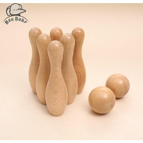 Wooden Baby Bowling Toys for Kids Leisure Sports Entertainment Baby Play Balls Indoor Game Advanced Sports Training Equipment