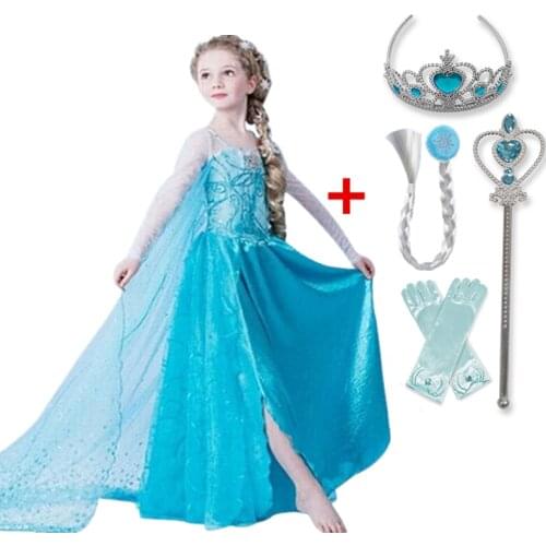 Girls Cosplay Dress For Kids Princess Costume Halloween Party Dress Up Children Disguise Fantasia Robe Fille