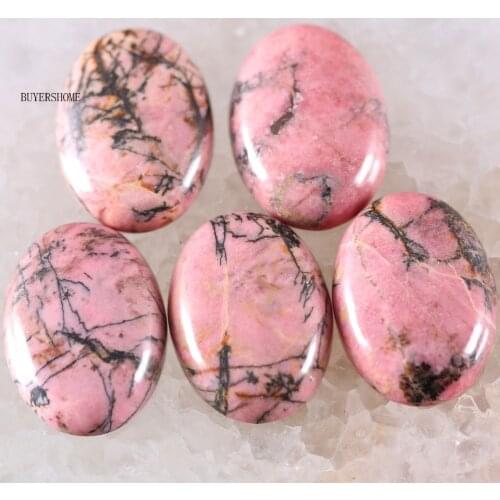 For Jewelry Making Necklace Pendant Bracelet Earrings 18x25MM&15x20MM Oval Natural Stone Bead Pink Rhodonite CAB Cabochon 5Pcs