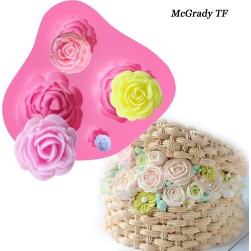 Rose Flower Shape Fondant Molds Rose Cake Mold Silicone Kitchen Accessories Biscuit Sweets And Candy Food Cake Decorating Tools