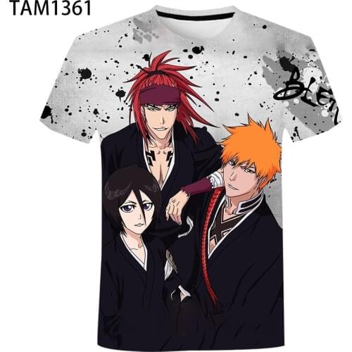 Bleach T-shirt Cotton Mens / Womens Animation 3D Printing Leisure Harajuku Cool Youth Childrens Fashion Loose Street Sports T