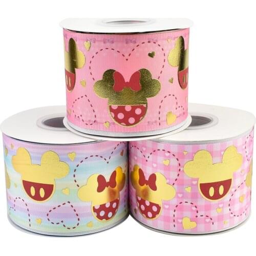 HSDRibbon 75mm 3inch hsd-design custom popular hologram head Pattern on Grosgrain Ribbon