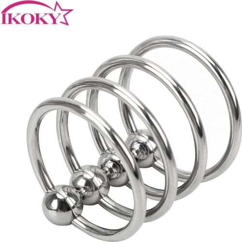 IKOKY Stainless Steel Delay Training Ring 30/33/35mm Penis Ring Foreskin Resistance Ring Cock Rings Delayed Ejaculation